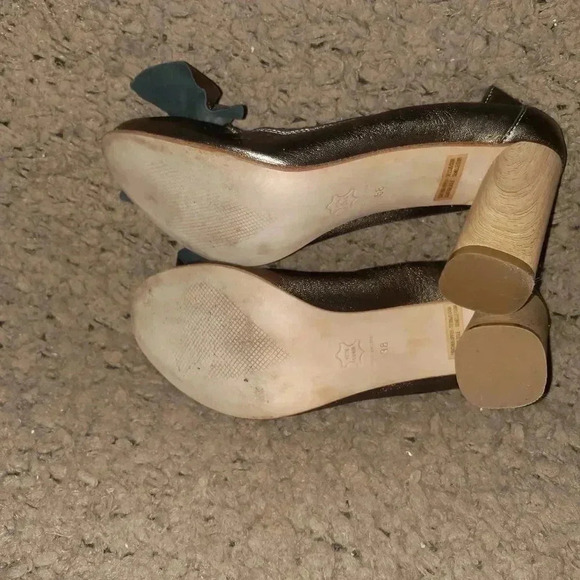 FERCA 81-Bronze Metallic Leather Ballet Pumps-Wood Spool Heels-Sz 38-Excellent - Picture 7 of 7